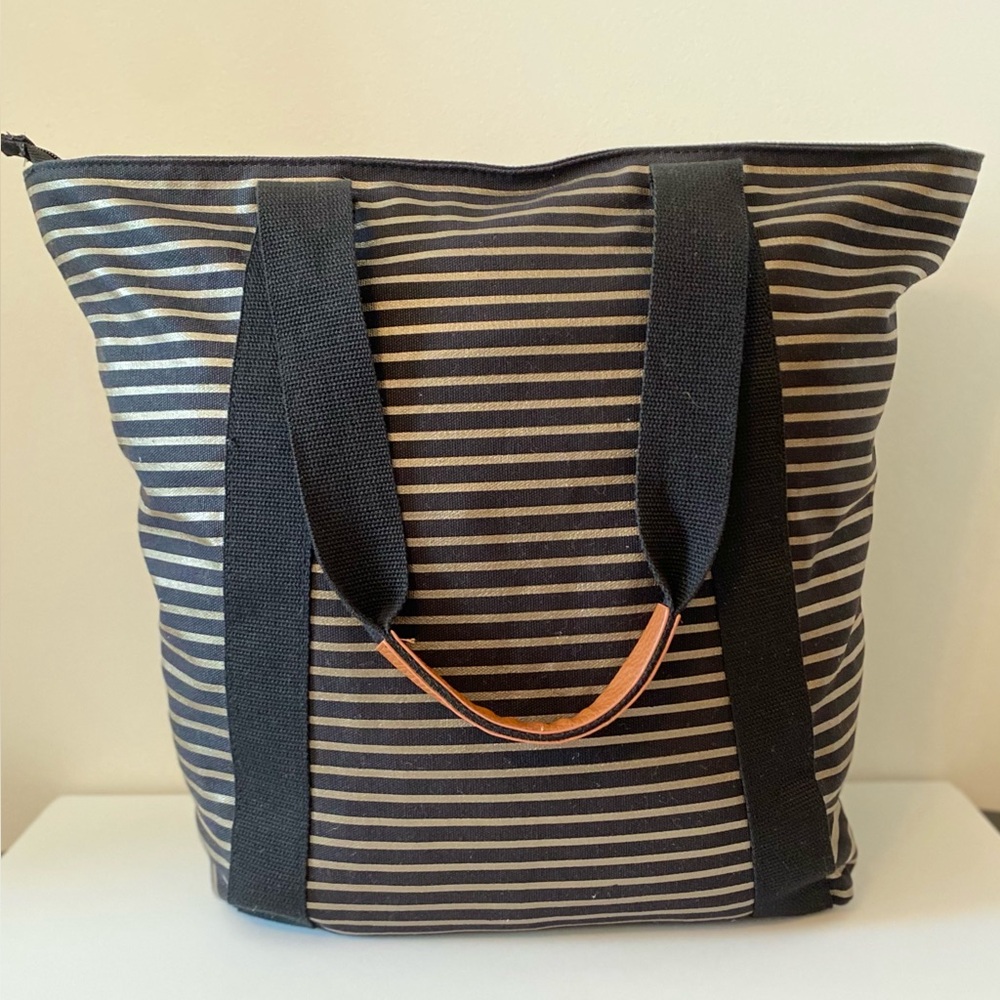 Striped Black and Gold Tote Bag